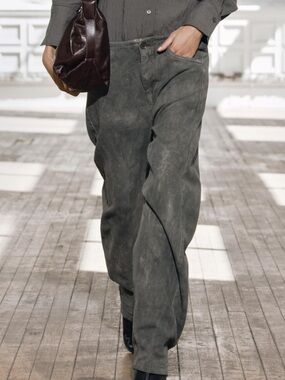 ZARA ACID WASHED BARREL JEANS ACID CHARCOAL SIZE 14